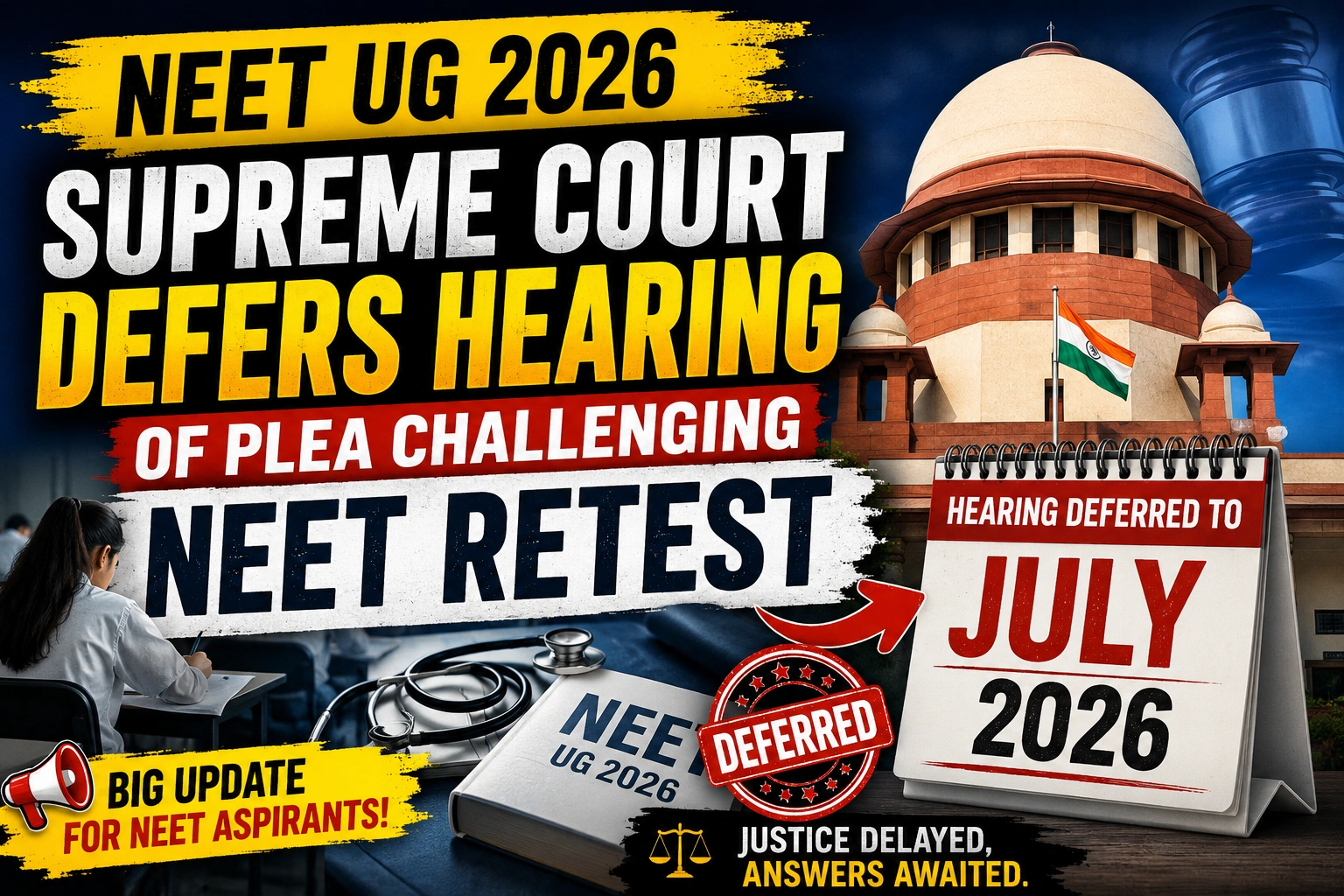 NEET UG 2026: Supreme Court Defers Hearing of Plea Challenging NEET Retest to July